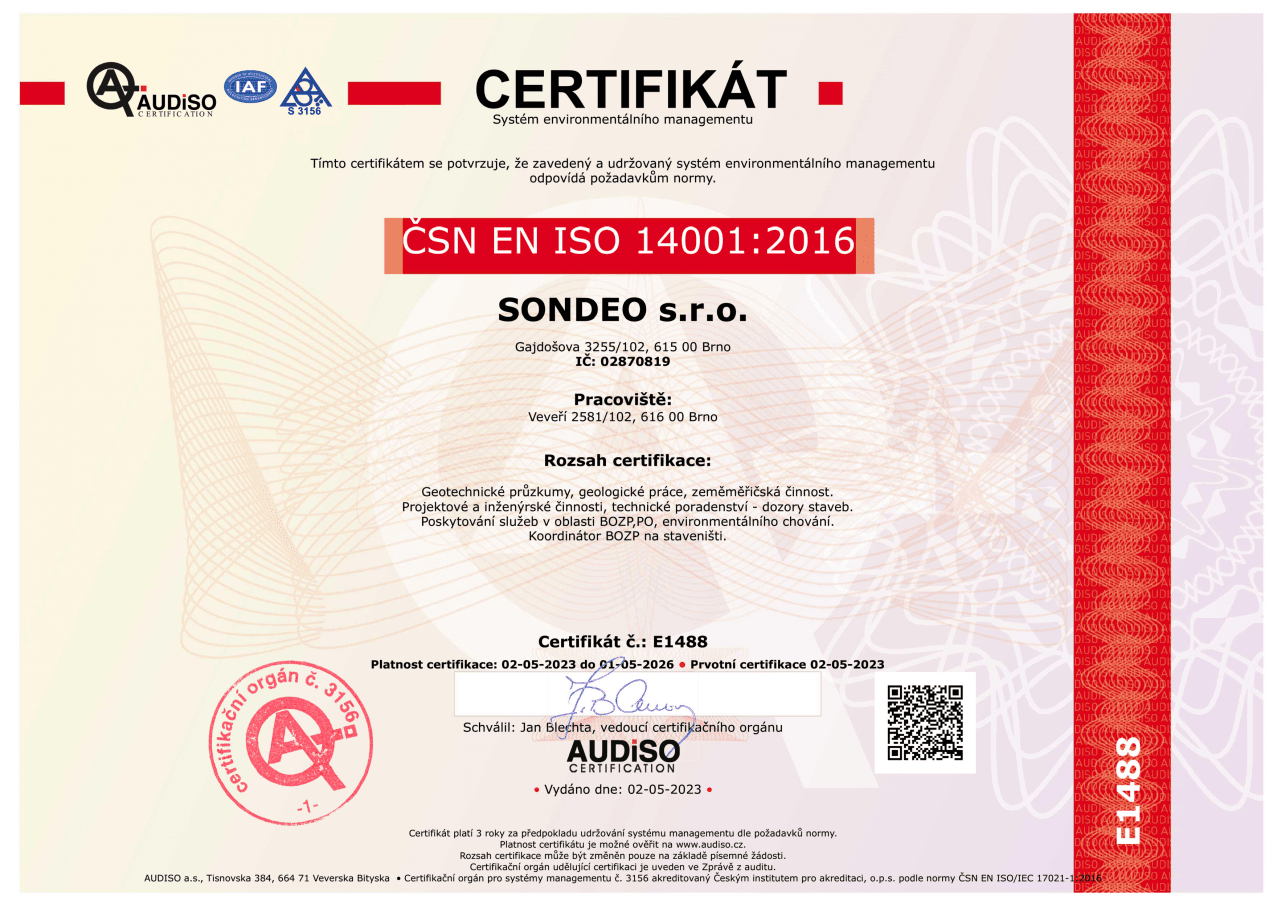 Certifikát SONDEO 1