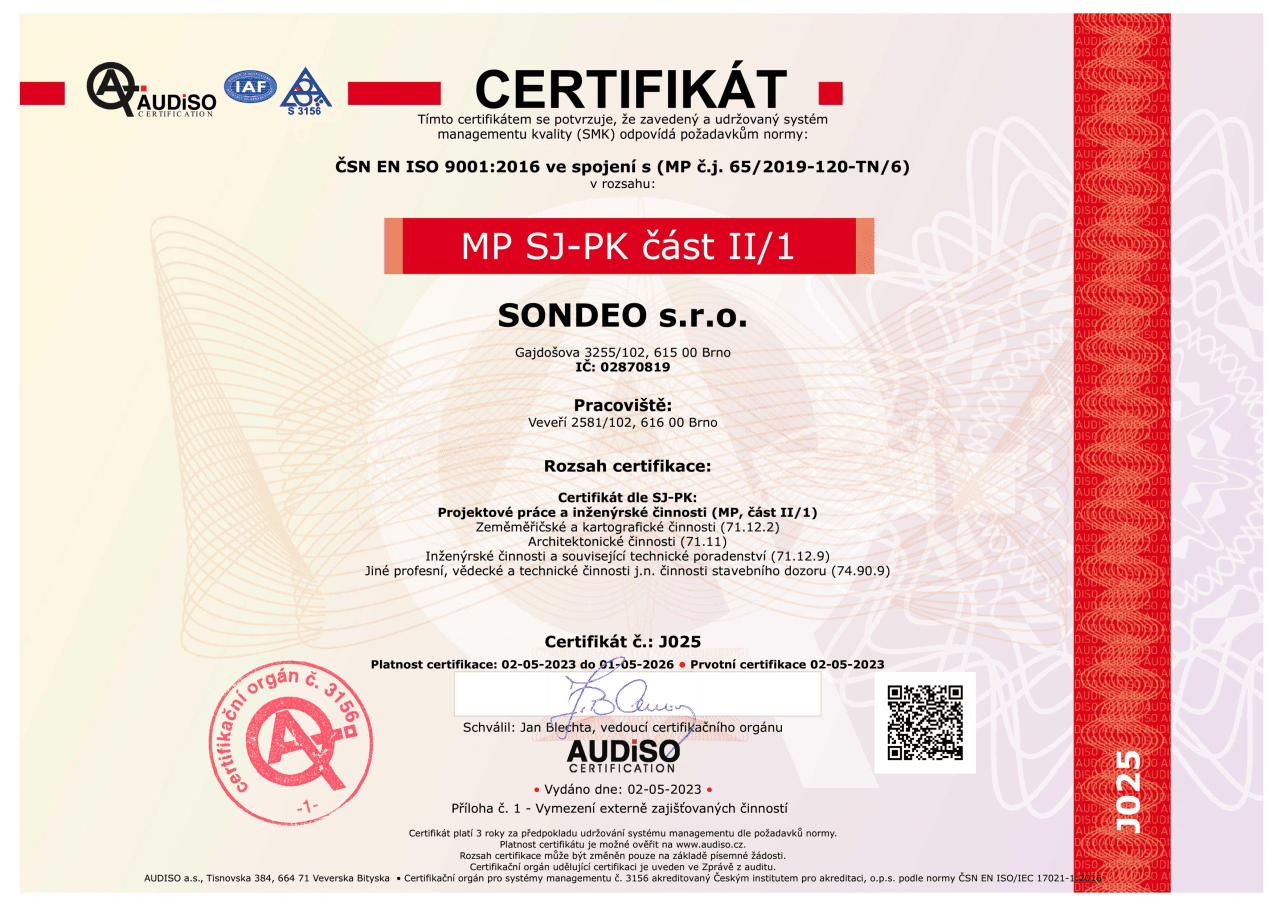 Certifikát SONDEO 2