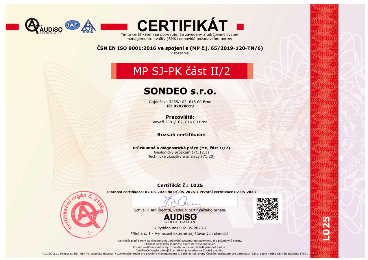 Certifikát SONDEO 3